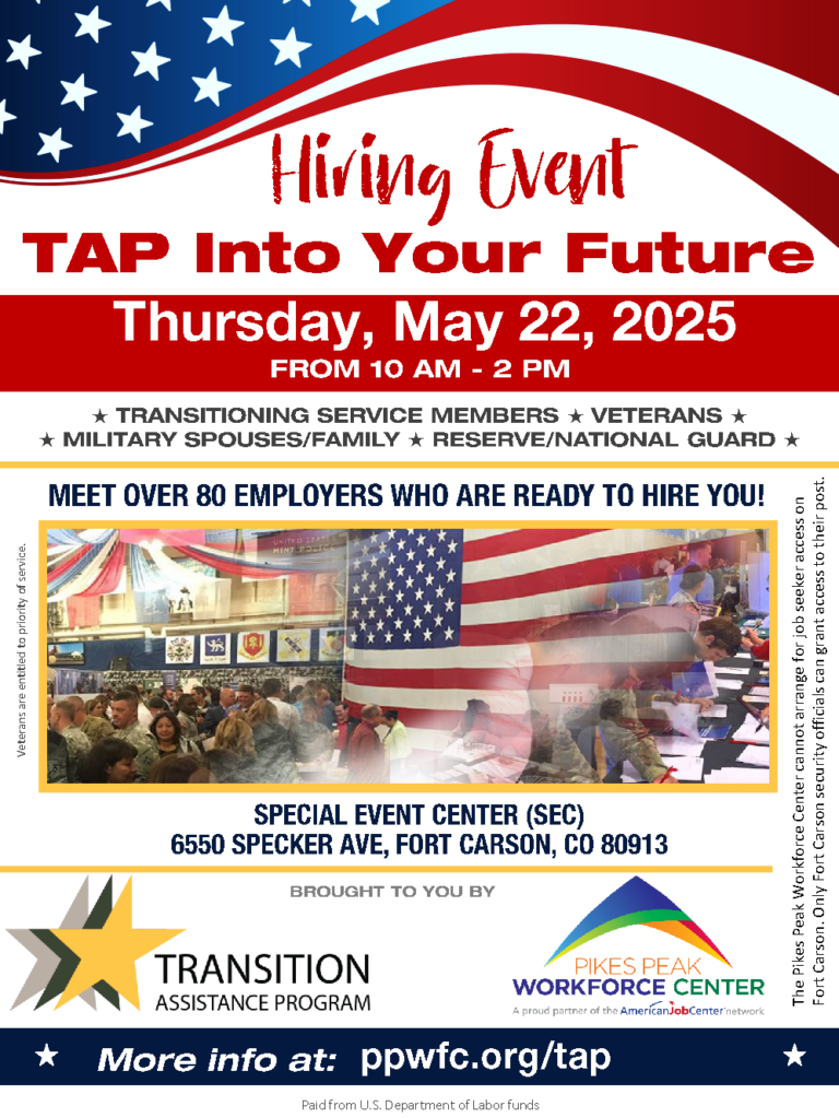 Graphic image of flag and job fair
